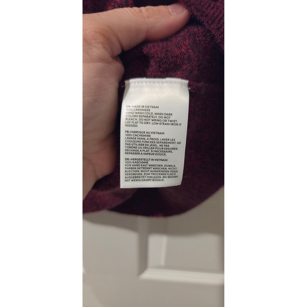 Lands' End 100% Cashmere Puff Sleeve Sweater XS Burgundy Heather Italian Yarn - Picture 3 of 6